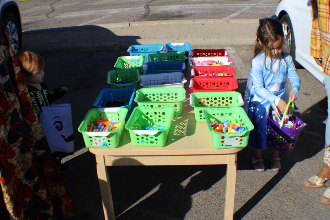 Activity baskets ready on a table