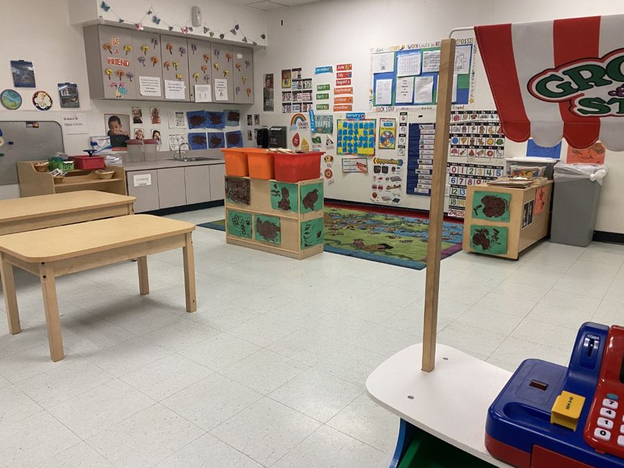 A classroom at Nana’s set up for its age group