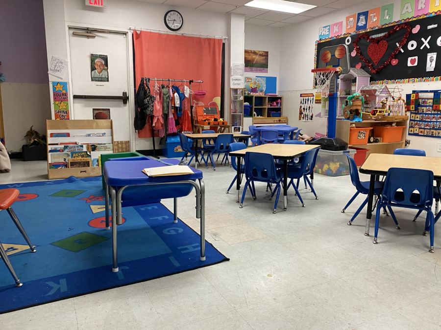 A classroom at Nana’s set up for its age group