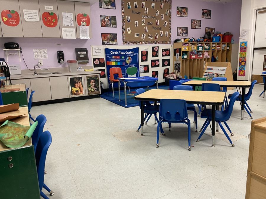 A classroom at Nana’s set up for its age group