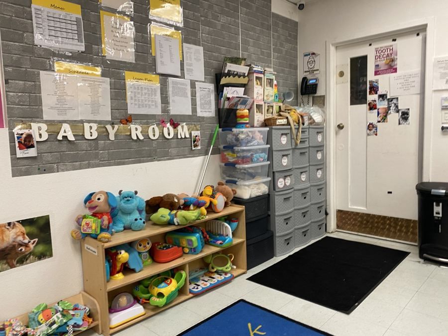 A classroom at Nana’s set up for its age group
