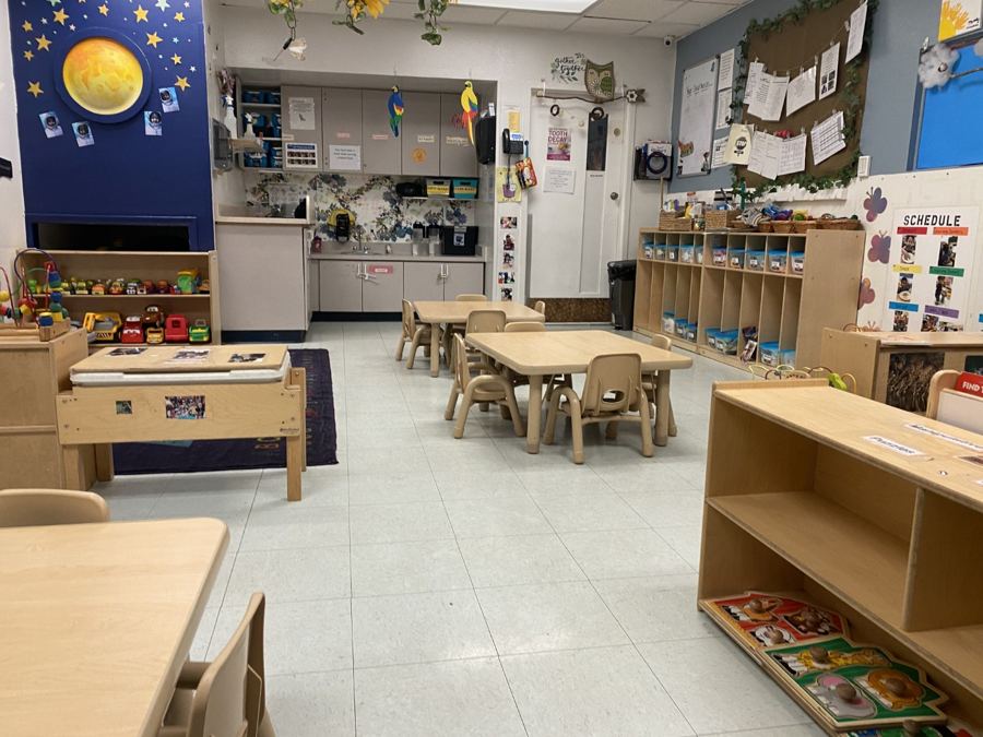 A classroom at Nana’s set up for its age group