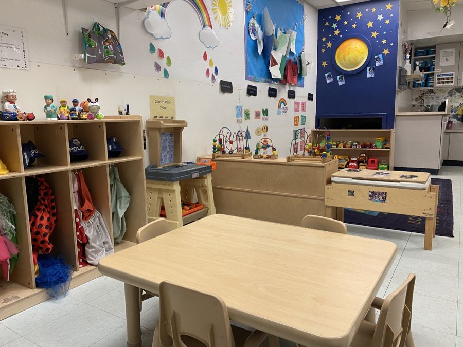 A classroom at Nana’s set up for its age group