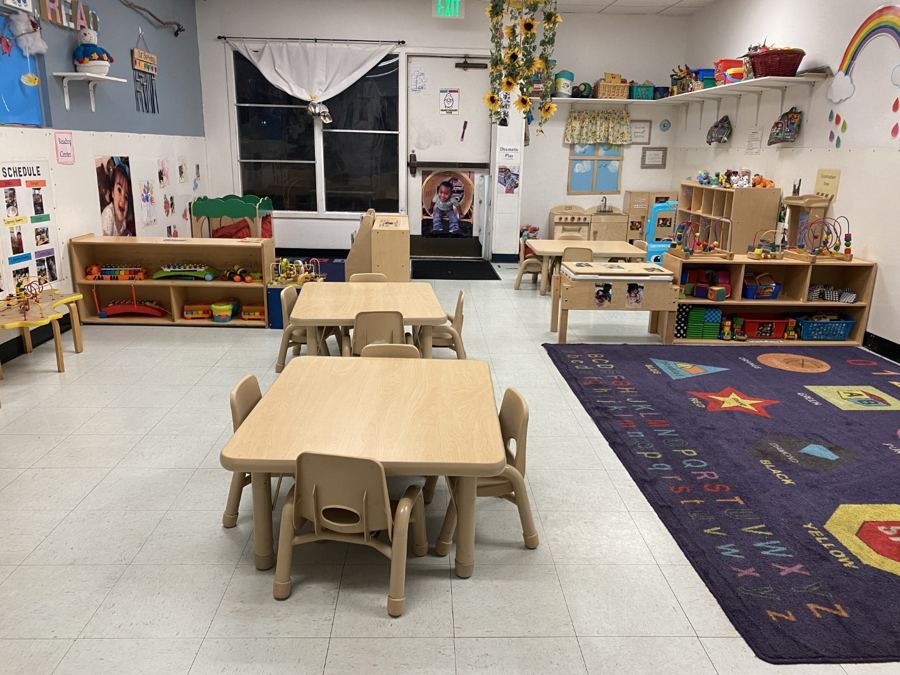 A classroom at Nana’s set up for its age group