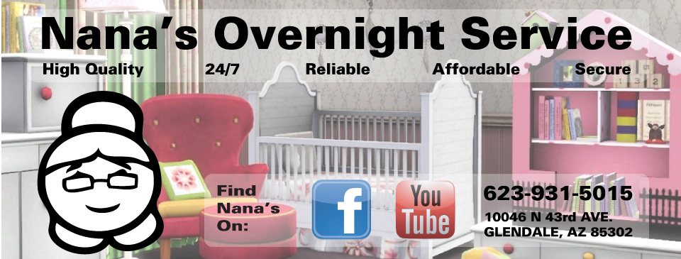 Nana&rsquo;s Overnight Service banner: high quality, 24/7, reliable, affordable, secure.